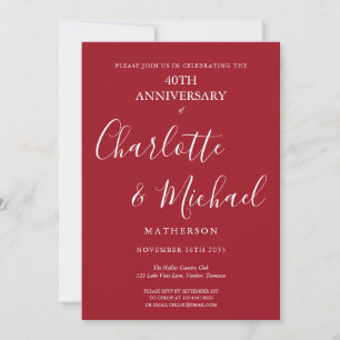 Ruby 40. Hochzeitstag-Signatur-Schrift Einladung