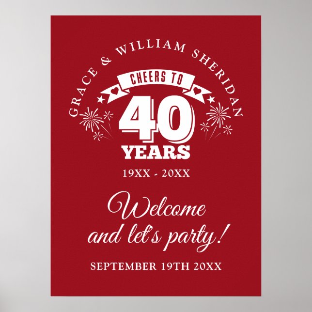 Ruby 40-jähriges Willkommenszeichen Poster (Vorne)