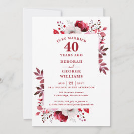 Ruby 40th Wedding Anniversary Monogram Floral Einladung
