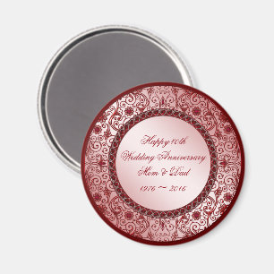 Ruby 40th Wedding Anniversary Round Magnet