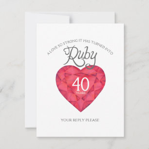 Ruby 40th Wedding Jubiläum Aquarellmalerei RSVP Karte