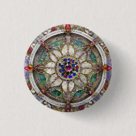 Ruby, Amethyst, Sapphire und Pearl Mandala Button