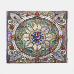 Ruby, Amethyst, Sapphire und Pearl Mandala Fleecedecke