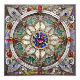 Ruby, Amethyst, Sapphire und Pearl Mandala Fotodruck
