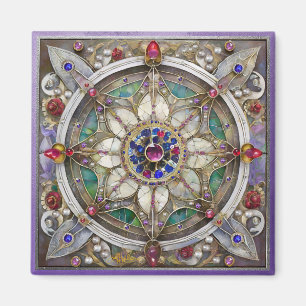 Ruby, Amethyst, Sapphire und Pearl Mandala Magnet