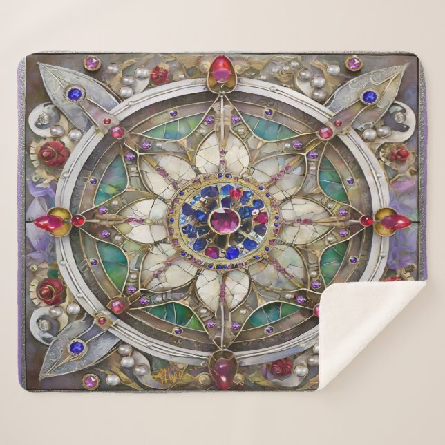 Ruby, Amethyst, Sapphire und Pearl Mandala Sherpadecke (Vorderseite (Horizontal))