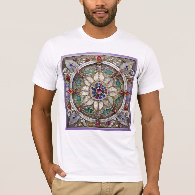 Ruby, Amethyst, Sapphire und Pearl Mandala T-Shirt (Vorderseite)