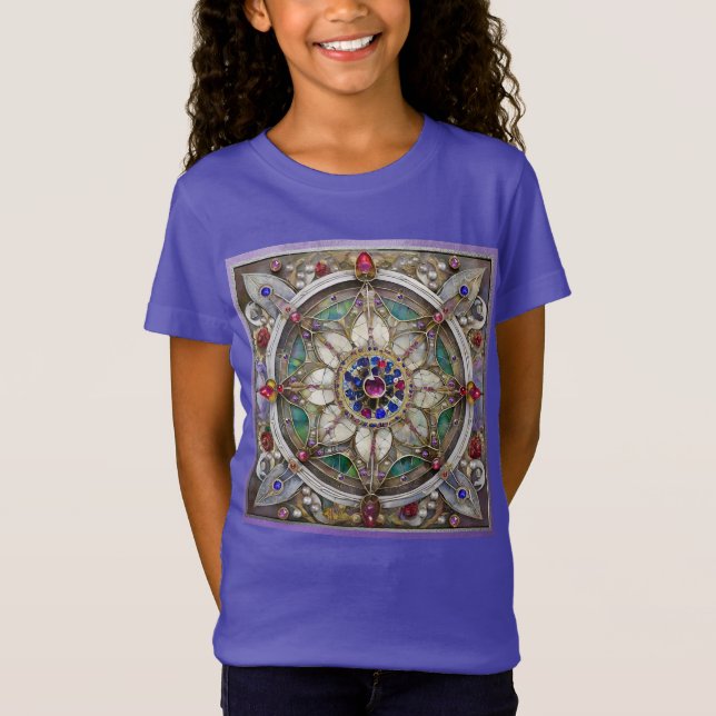 Ruby, Amethyst, Sapphire und Pearl Mandala T-Shirt (Vorderseite)