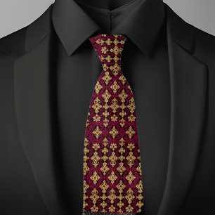 Ruby and Gold Pattern Necktie Krawatte