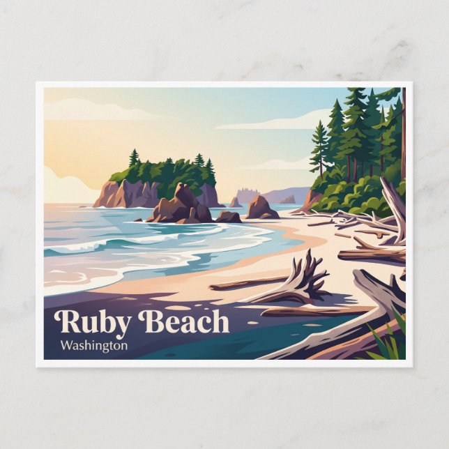 Ruby Beach Forks Washington Postkarte (Vorderseite)