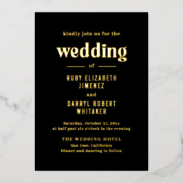 Ruby Black Modern Wedding Folieneinladung