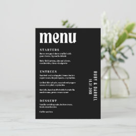 Ruby Black Modern Wedding Menükarte
