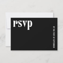 Ruby Black Modern Wedding RSVP Karte