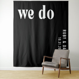 Ruby Black Modern Wedding Wandteppich