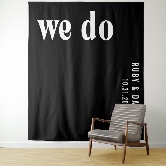 Ruby Black Modern Wedding Wandteppich (Beispiel)