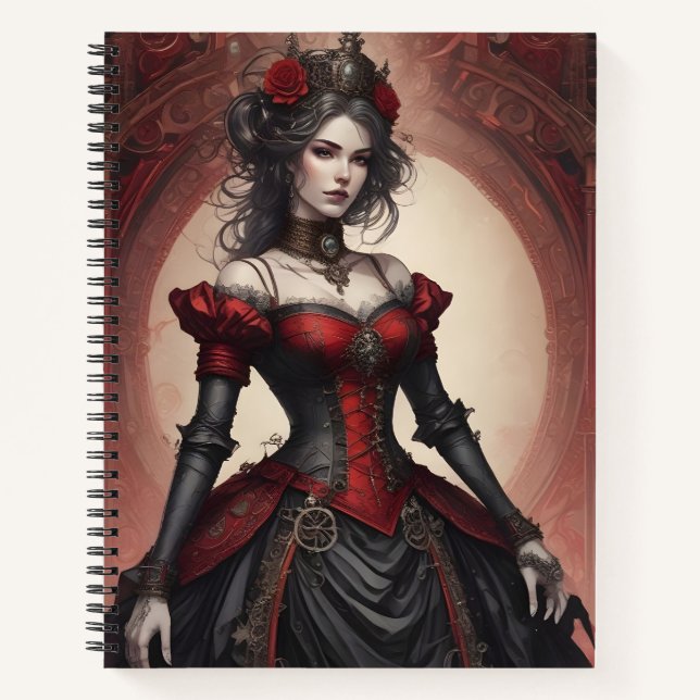 Ruby & Black Steampunk Notizbuch (Vorderseite)