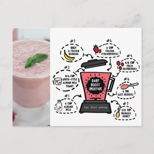 Ruby Boost Smoothie Rezept Postkarte (Vorderseite)