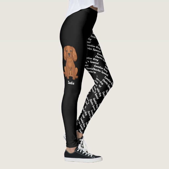 Ruby Cavalier Dog & Dog's Name and Breed Leggings (Rechts)