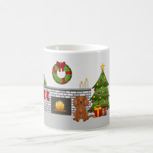 Ruby Cavalier Dog in einem Weihnachtszimmer Kaffeetasse