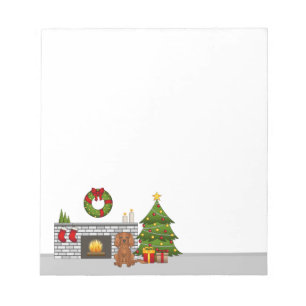 Ruby Cavalier Dog in einem Weihnachtszimmer Notizblock