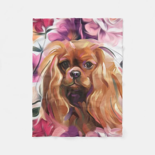 'Ruby' Cavalier-Hund Kunst Fleece-Decke Klein Fleecedecke (Vorderseite)