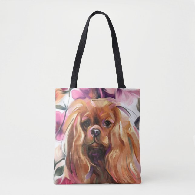 'Ruby' Cavalier Hund Kunst Tragetasche (Vorderseite)