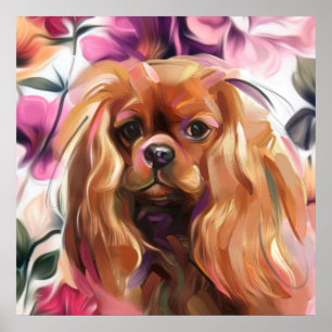'Ruby' Cavalier-Hund-Kunstwerk auf Papier groß Poster