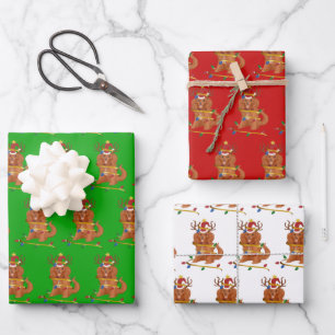 Ruby Cavalier King Charles Christmas Holiday  Geschenkpapier Set