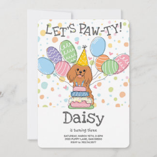 Ruby Cavalier King Charles Spaniel Birthday Party Einladung