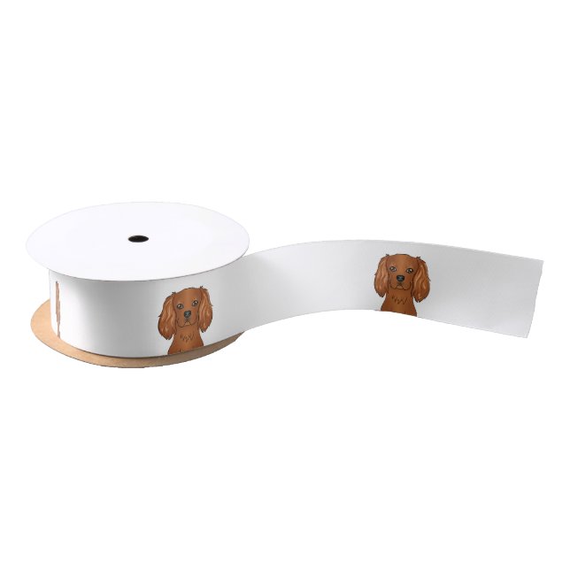 Ruby Cavalier King Charles Spaniel Dog Head Satinband (Spule)