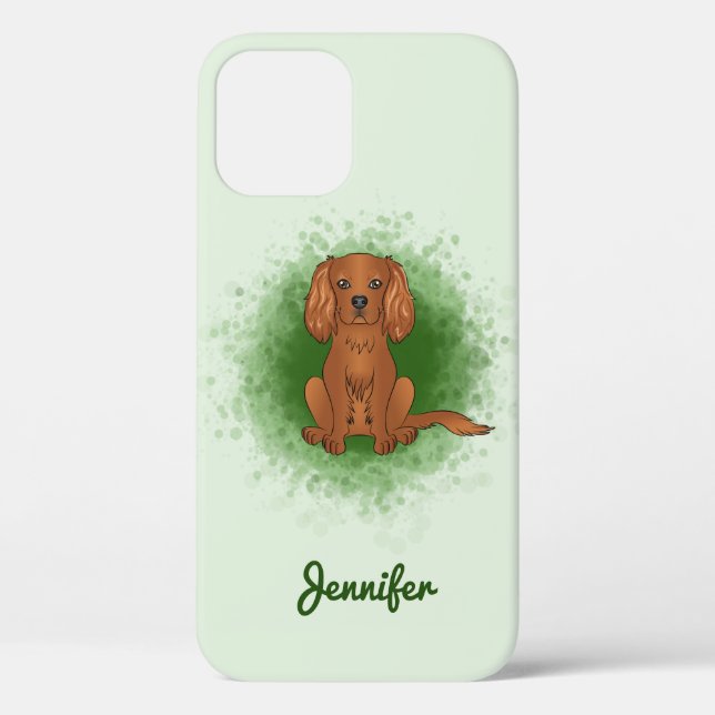 Ruby Cavalier King Charles Spaniel Dog On Green Case-Mate iPhone Hülle (Rückseite)