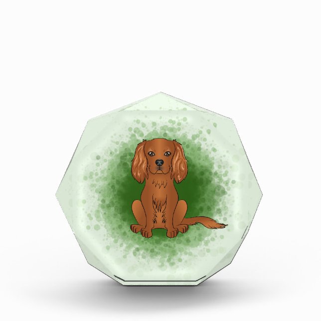Ruby Cavalier King Charles Spaniel Dog On Green Fotoblock (Vorderseite)