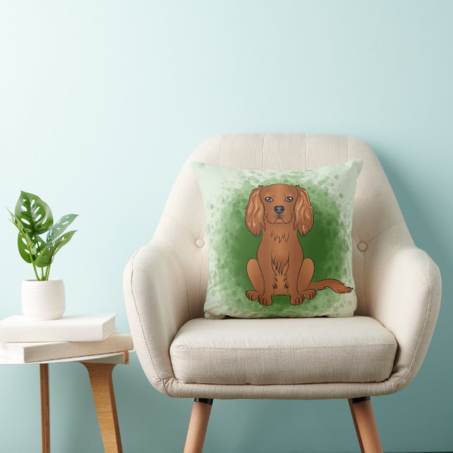 Ruby Cavalier King Charles Spaniel Dog On Green Kissen (Stuhl )