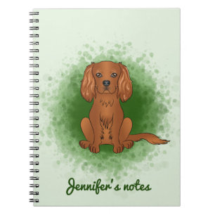 Ruby Cavalier King Charles Spaniel Dog On Green Notizblock