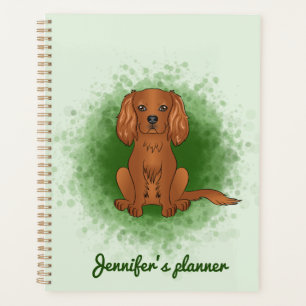 Ruby Cavalier King Charles Spaniel Dog On Green Planer