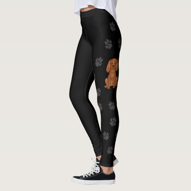 Ruby Cavalier King Charles Spaniel Dog & Paws Leggings (Links)