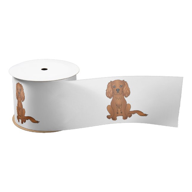 Ruby Cavalier King Charles Spaniel Dog Sitting Satinband (Spule)