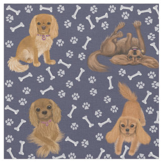 Ruby Cavalier King Charles Spaniel Fabric Stoff
