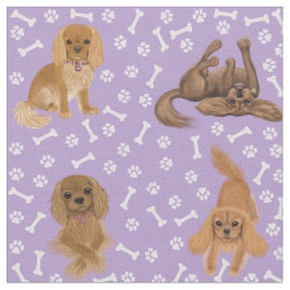 Ruby Cavalier King Charles Spaniel Fabric Stoff