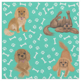 Ruby Cavalier King Charles Spaniel Fabric Stoff