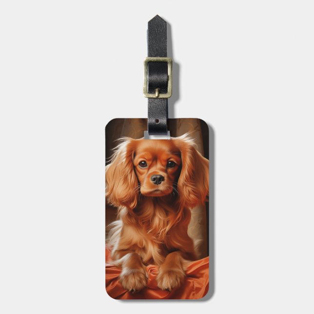Ruby Cavalier King Charles Spaniel Gepäckanhänger (Vorderseite vertikal)