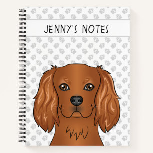 Ruby Cavalier King Charles Spaniel Head & Text Notizbuch