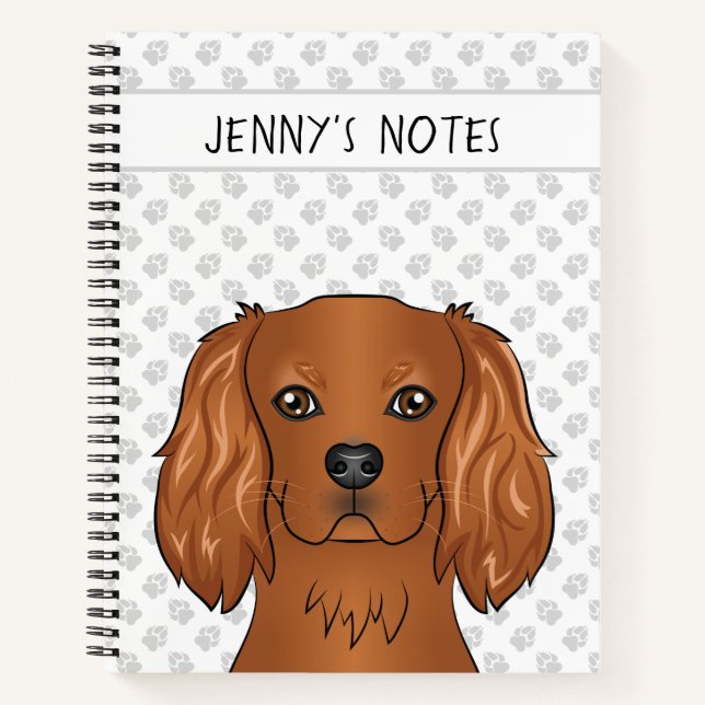 Ruby Cavalier King Charles Spaniel Head & Text Notizbuch (Vorderseite)