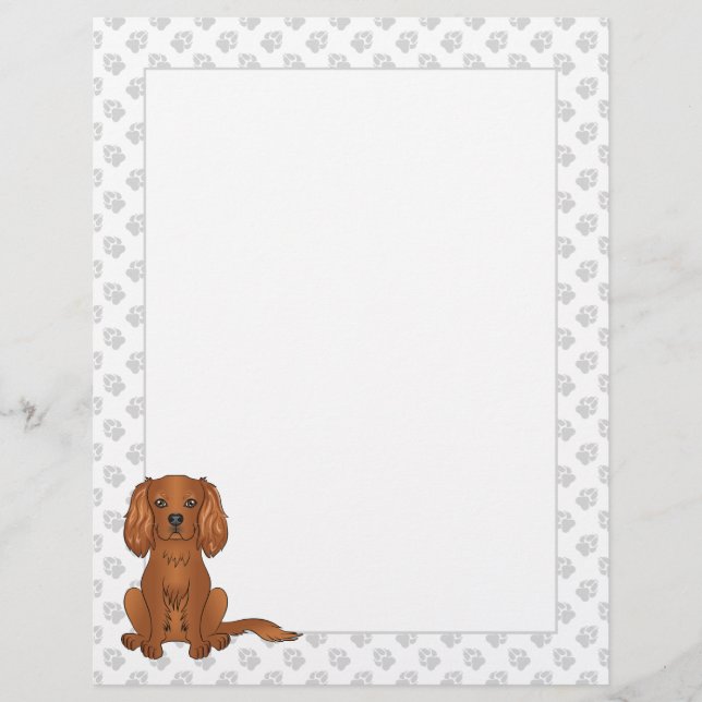 Ruby Cavalier King Charles Spaniel Hund auf Grün Briefbogen (Vorderseite)