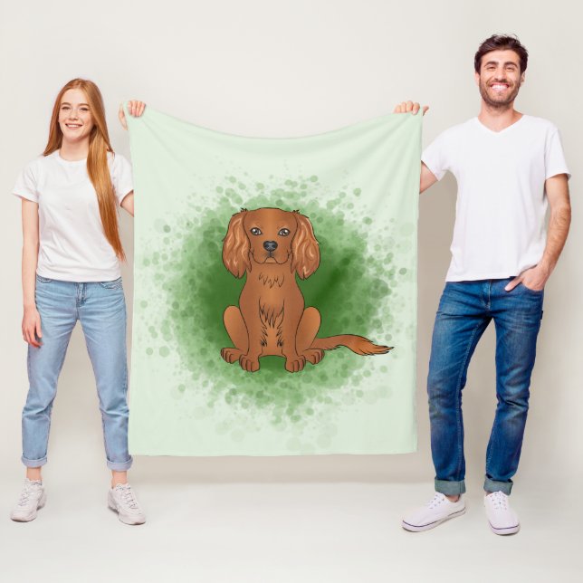 Ruby Cavalier King Charles Spaniel Hund auf Grün Fleecedecke (Beispiel)
