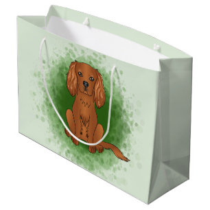 Ruby Cavalier King Charles Spaniel Hund auf Grün Große Geschenktüte