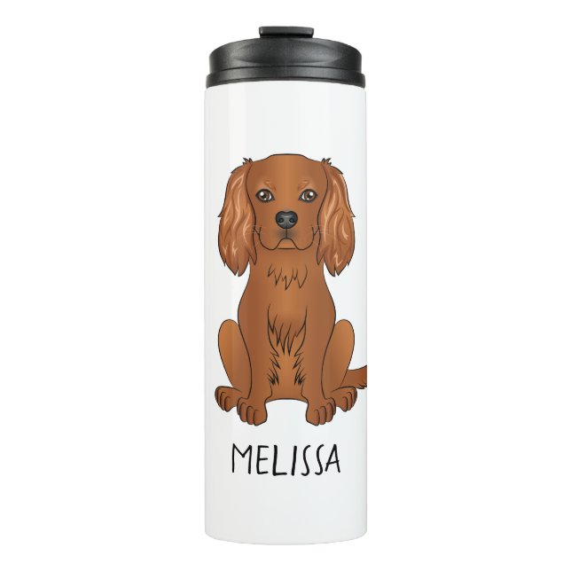 Ruby Cavalier King Charles Spaniel Hund & Name Thermosbecher (Vorderseite)