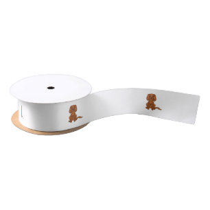 Ruby Cavalier King Charles Spaniel Hund sitzend Satinband