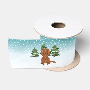 Ruby Cavalier King Charles Spaniel im Winter Satinband