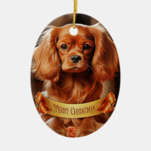 Ruby Cavalier King Charles Spaniel Keramik Ornament